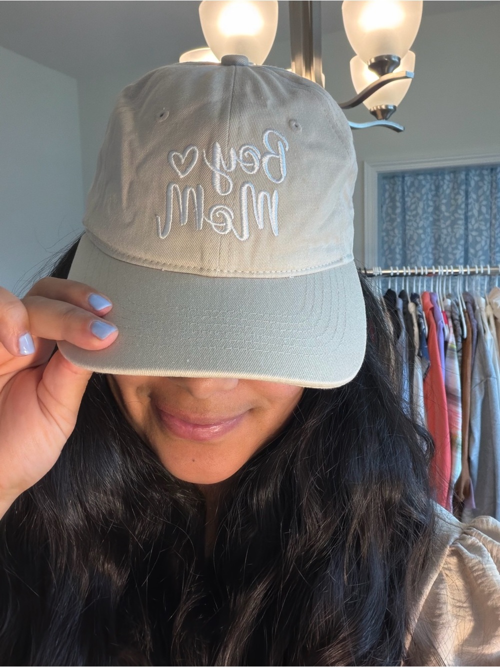 Boy Mom Embroidered Baseball Cap - Light Beige. New Mom. Gift for mom